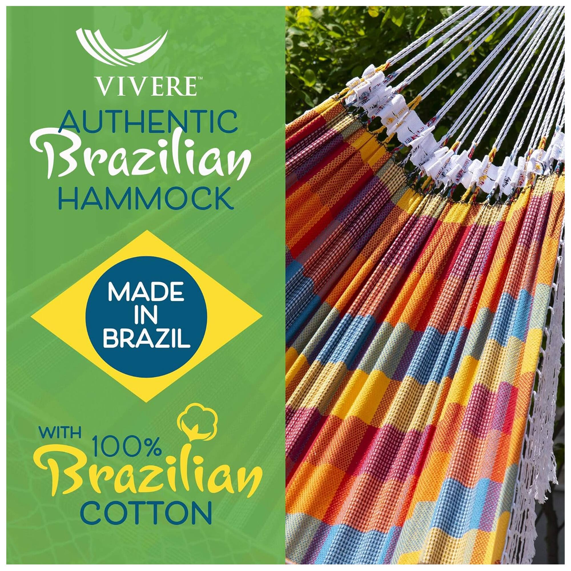 VIVERE AUTHENTIC Brazilian HAMMOCK  
MADE IN BRAZIL  
WITH 100% Brazilian COTTON