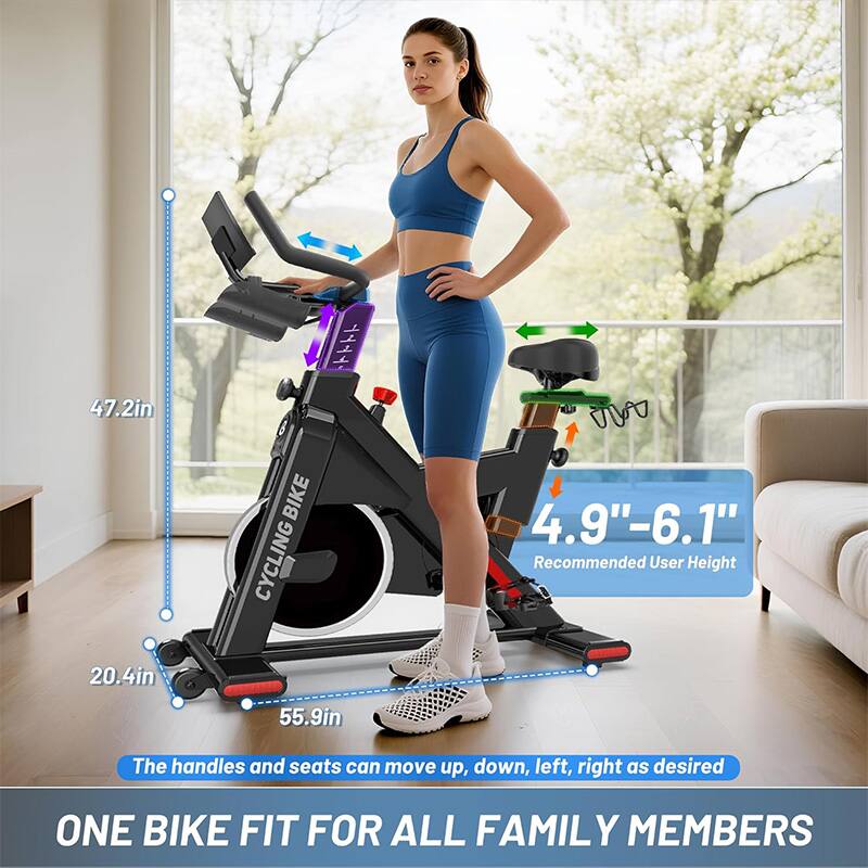 47.2in  
BIKE CYCLING  
4.9"-6.1" Recommended User Height  
20.4in  
55.9in  
The handles and seats can move up, down, left, right as desired  
ONE BIKE FIT FOR ALL FAMILY MEMBERS