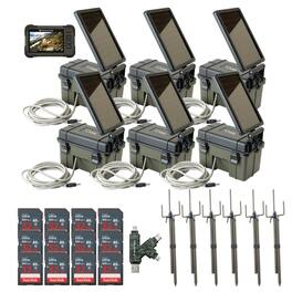 Stealth Cam - Trail Camera Mount Stick with Solar Battery Pack Card Viewer 32GB Memory Cards and Card Reader (6 Pack)