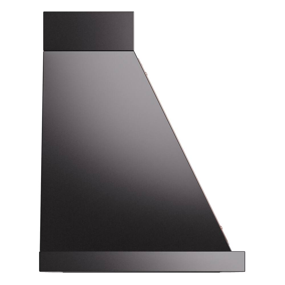 Alt View 3. ILVE - ILVE Nostalgie II Series 30 in. Noblesse Wall Mount Range Hood with 600 CFM (Copper Trim) - Glossy Black.