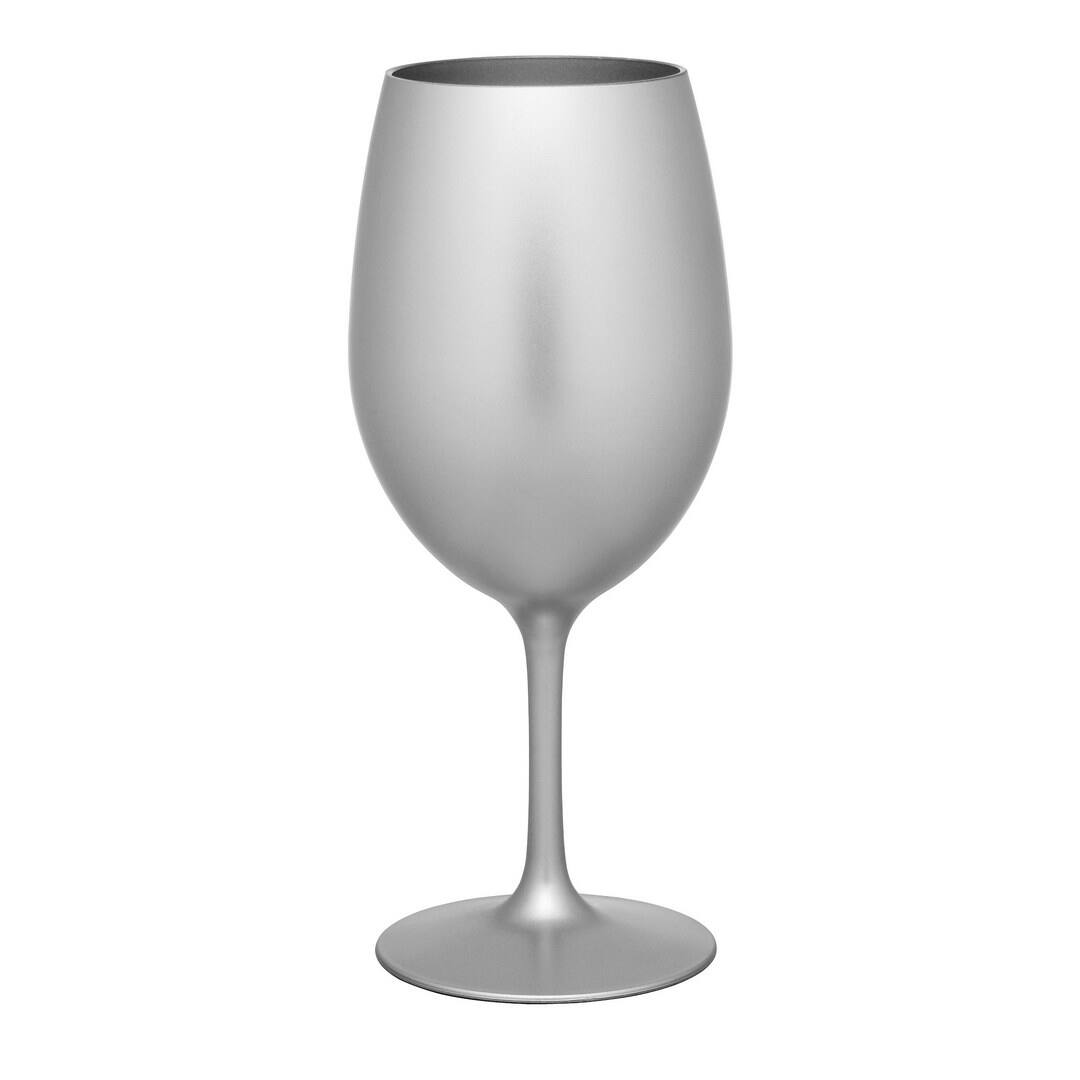 Front. APRILSOUL - Metallic Silver Plastic Wine Glasses Set of 4 BPA Free Acrylic Unbreakable Red White Wine Glasses - white.