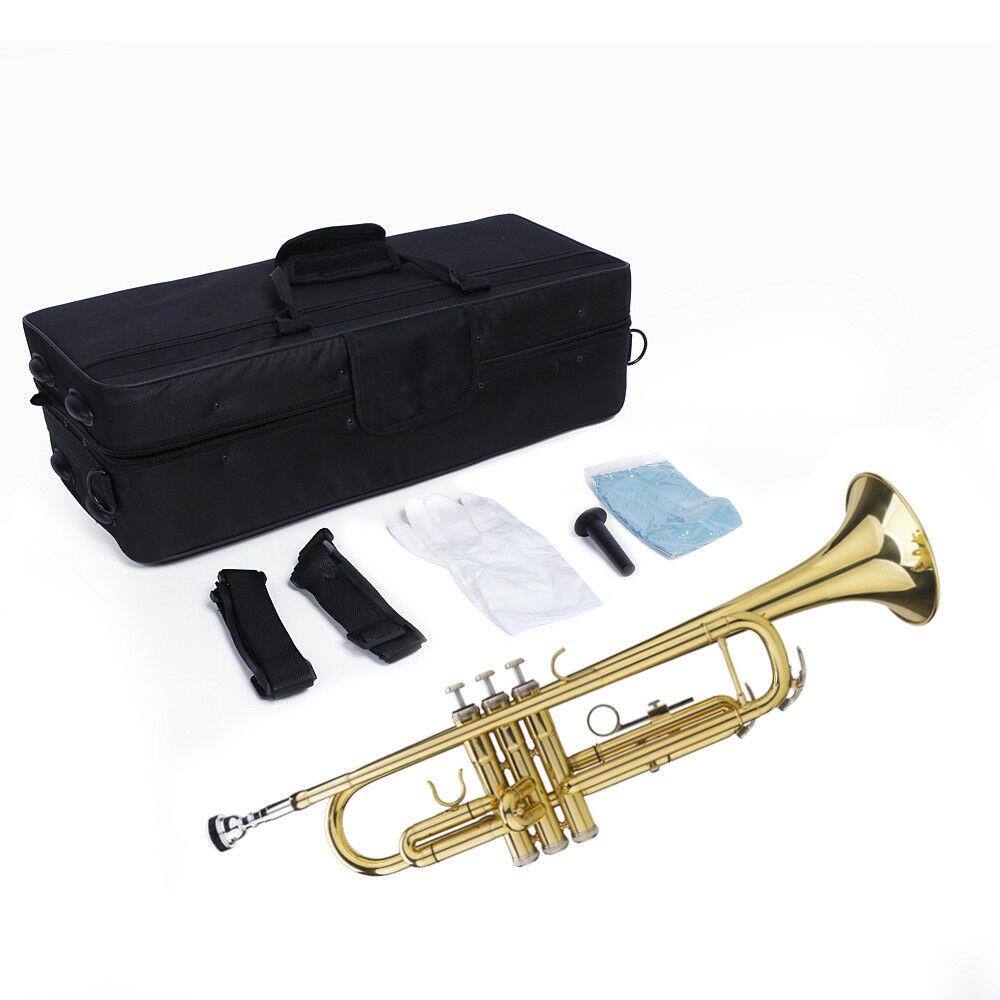 Alt View 1. Winado - New Beginner Gold Lacquer Brass Bb Trumpet W/ Case for Student School Band.
