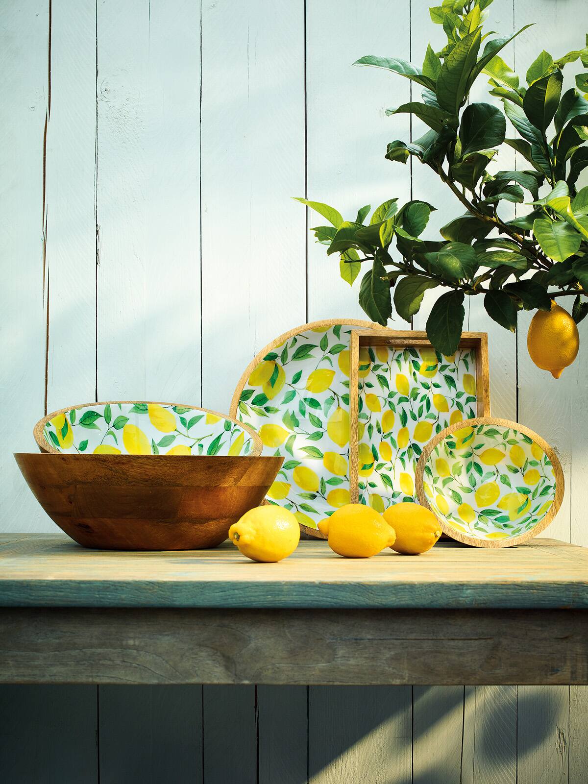 Alt View 2. Zassenhaus - Mango Wood Lacquered Large Serving Bowl, 13.75" x 4.7", Lemon - Lemon.