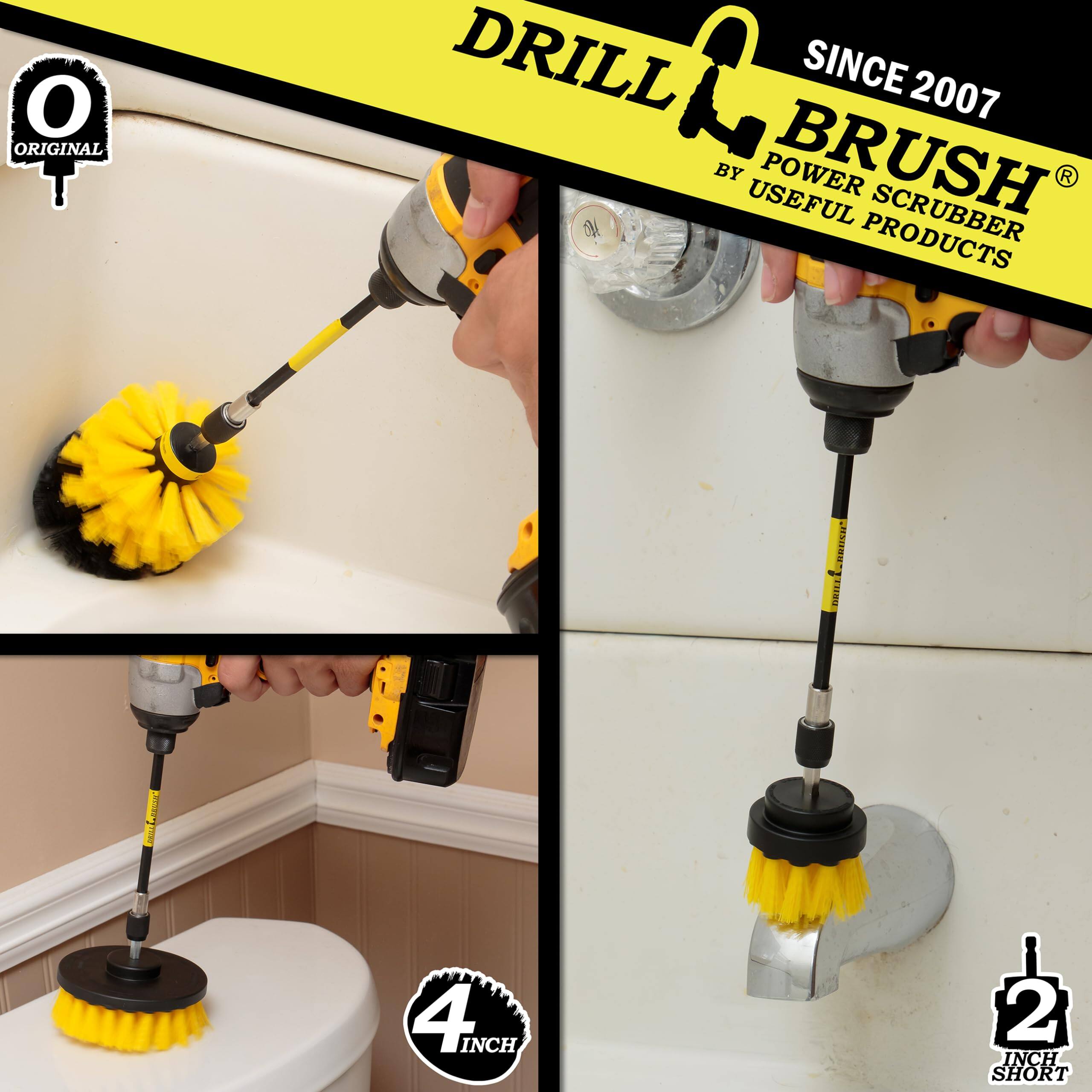 ORIGINAL DRILL BRUSH SINCE 2007 BY USEFUL PRODUCTS 4 INCH 2 INCH SHORT