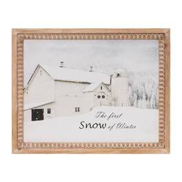 BreeBe - Framed First Snow Barn Print 18"L - White, Brown