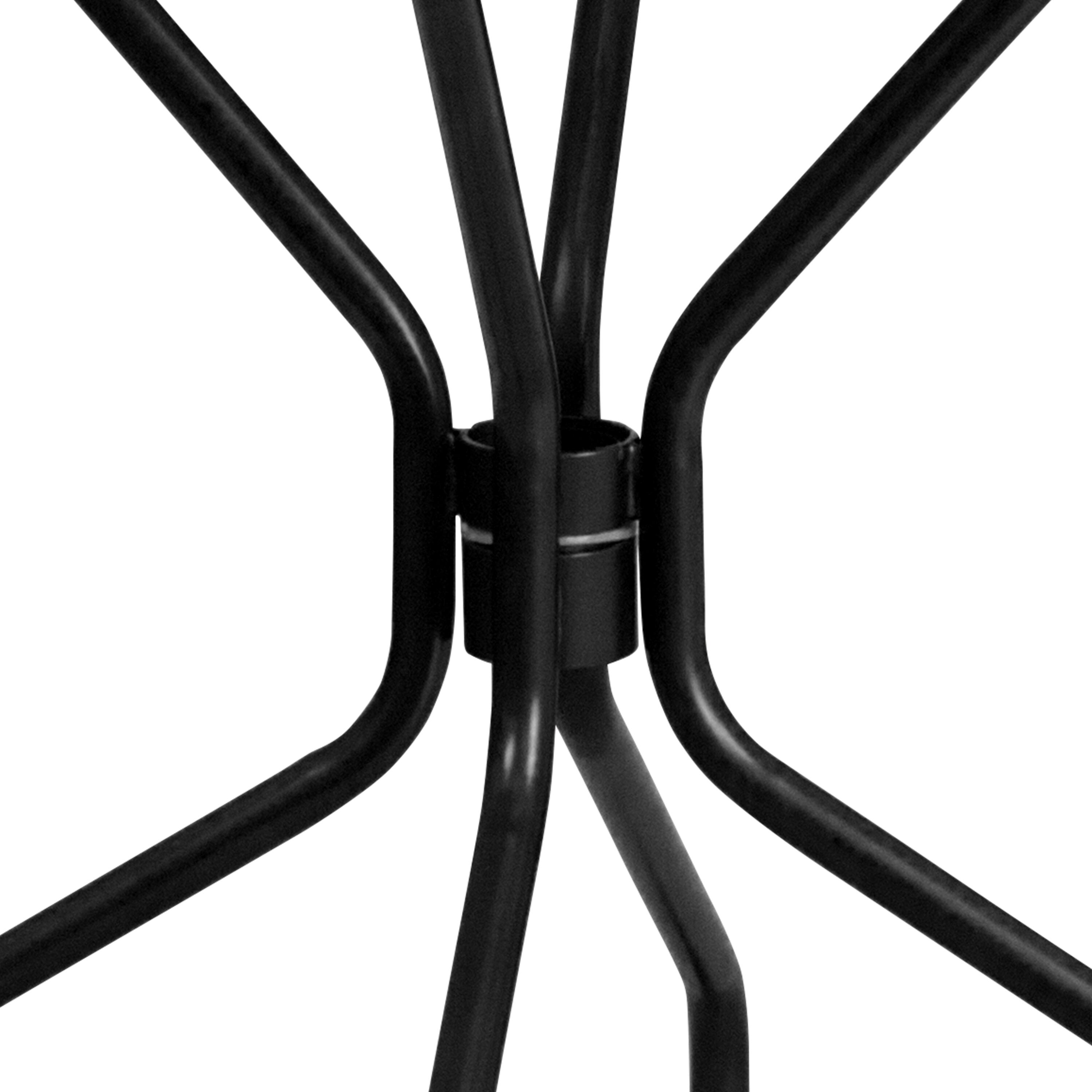 Alt View 5. Emma + Oliver - Commercial Grade 35.25" Round Colorful Metal Garden Patio Table with Umbrella Hole - Black.
