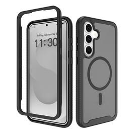 Dteck - Magnetic for Samsung Galaxy S26 FE Case with Built-in Screen Protector, Compatible with MagSafe, Matte Translucent Cover - Black