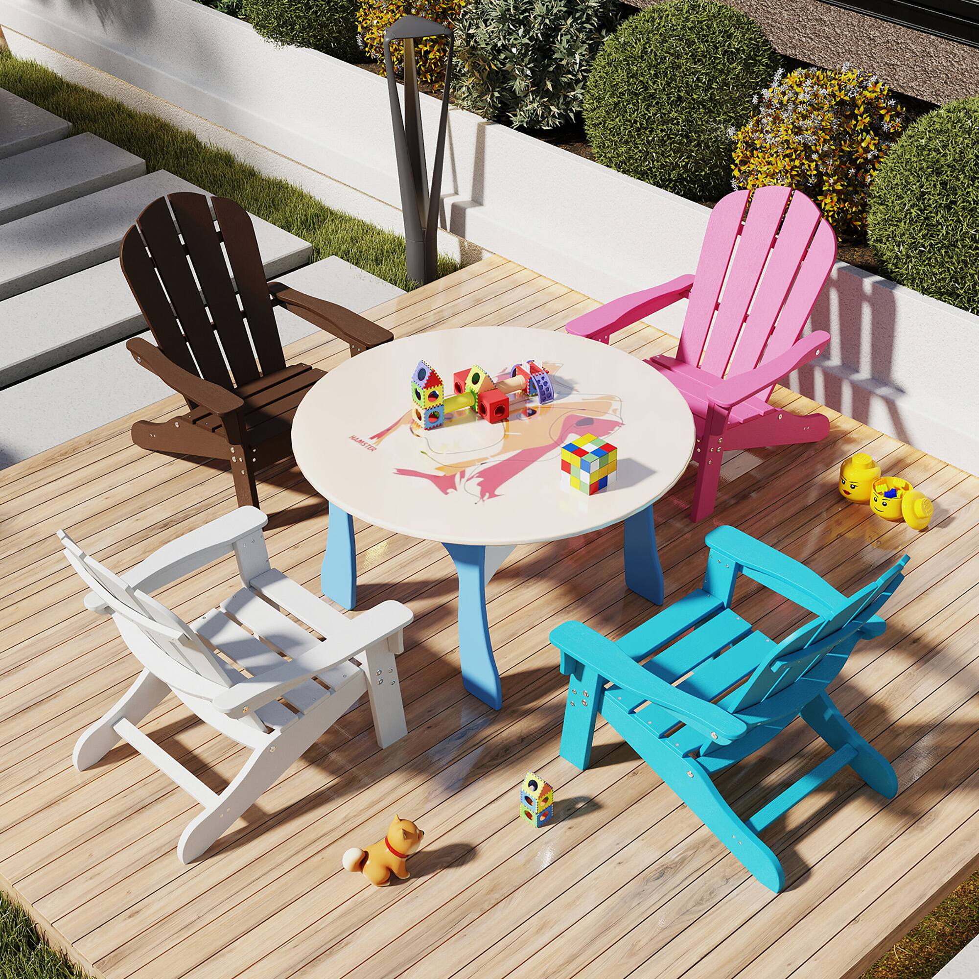 Alt View 8. Gymax - Gymax 4PCS Kid's Adirondack Chair All-Weather HDPE Toddler Lawn Chair w/ Ergonomic Design White - White.