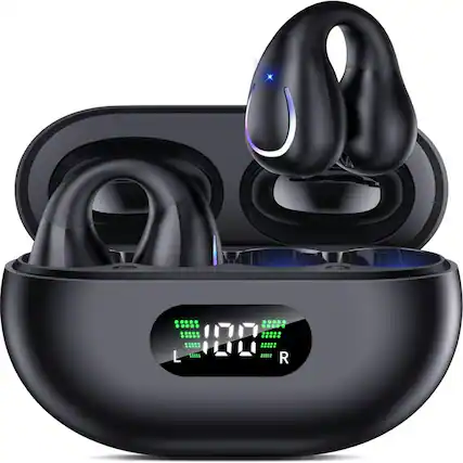 Front. RISOKEYS - Open Ear Earbuds, Headphones Clip-On Wireless Earphone Bluetooth,Sports Ear Buds for Sports and Fitnesst - Black.