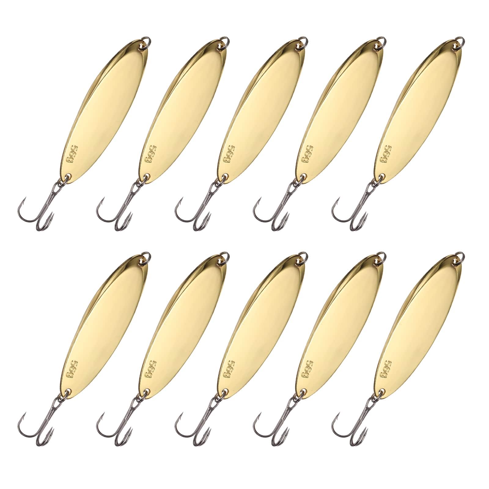 Unique Bargains - Fishing Spoons Lures, Metal Saltwater Treble Trout Lures Jigging Spoon Casting Spinner Baits 10pcs 2 oz - Gold price history on PriceWatchPro