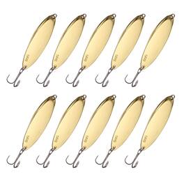 Unique Bargains - Fishing Spoons Lures, Metal Saltwater Treble Trout Lures Jigging Spoon Casting Spinner Baits 10pcs 2 oz - Gold