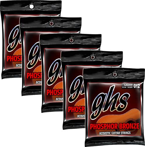 Front. GHS Strings - Copper-Tin-Phosphor Alloy Acoustic Guitar Strings (5-Pack) - Bronze/Gold.