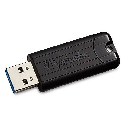 Alt View 3. Verbatim - Verbatim PinStripe 128GB USB 3.2 Type A Flash Drive, Black (49319) - Black.