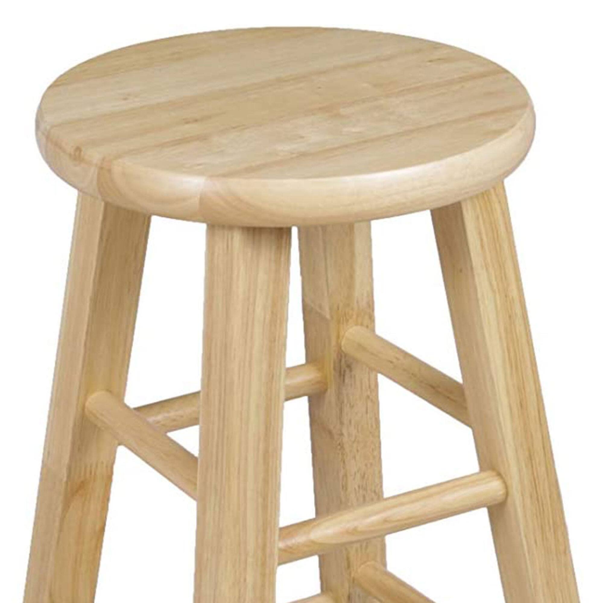 Alt View 1. PJ Wood - PJ Wood Classic Round-Seat 24" Tall Kitchen Counter Stools, Natural, Set of 2 - Natural.
