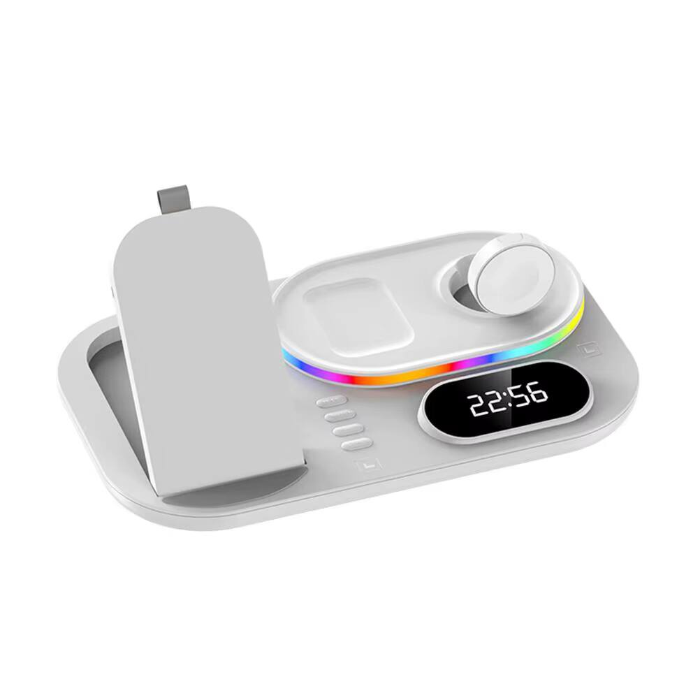 Alt View 6. Luckbyte - 4-in-1 Wireless Charging Station with Clock & RGB Light, 15W Fast Foldable Charger for iPhone 16-8, Watch & AirPods.