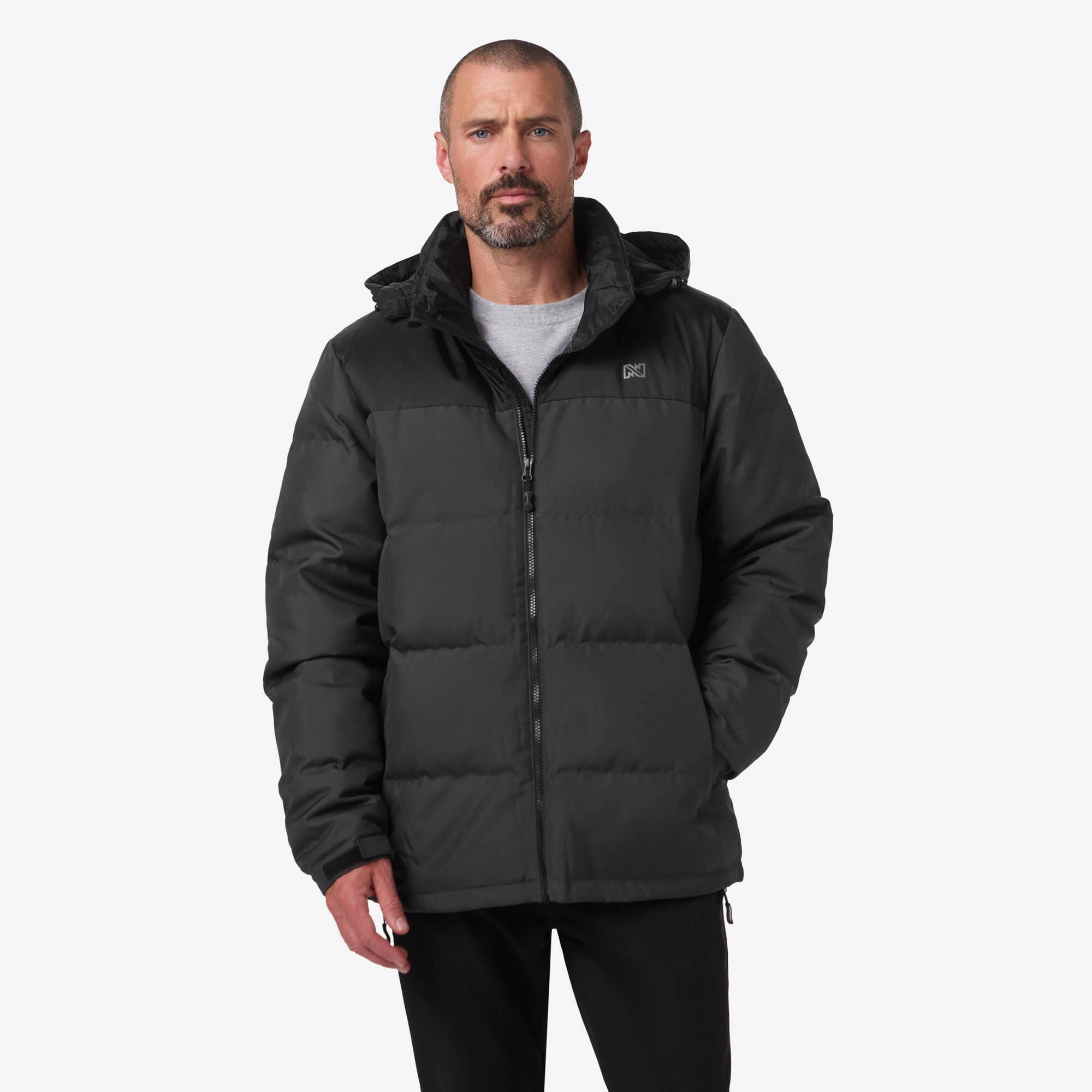Front. Mobile Warming - Men's Summit Down Heated Jacket - Grey and Black.
