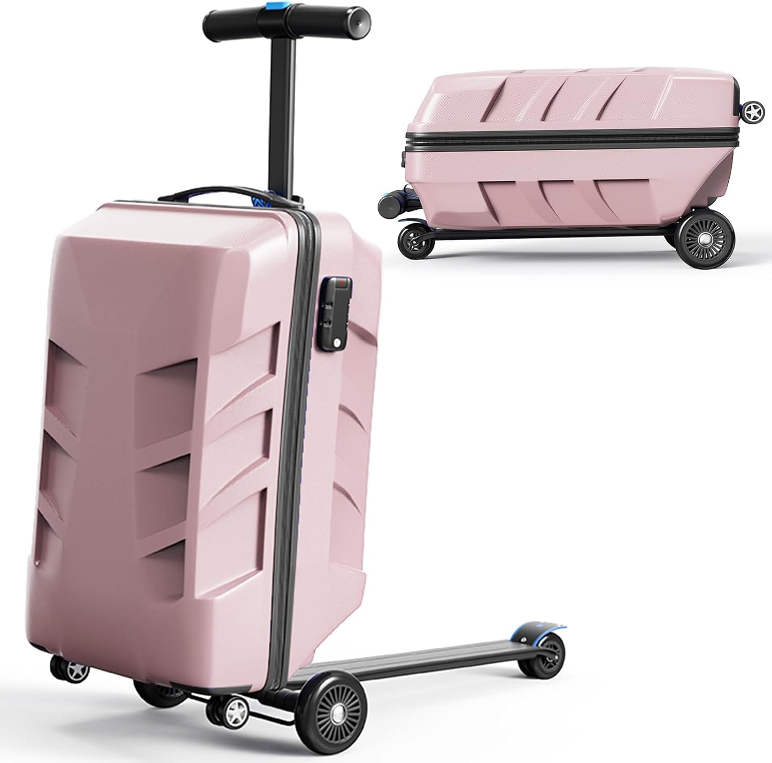 Front. Circus Cirle - 21" 3-D Hardshell Scooter Suitcase for Kid/Adult - Rose Gold.