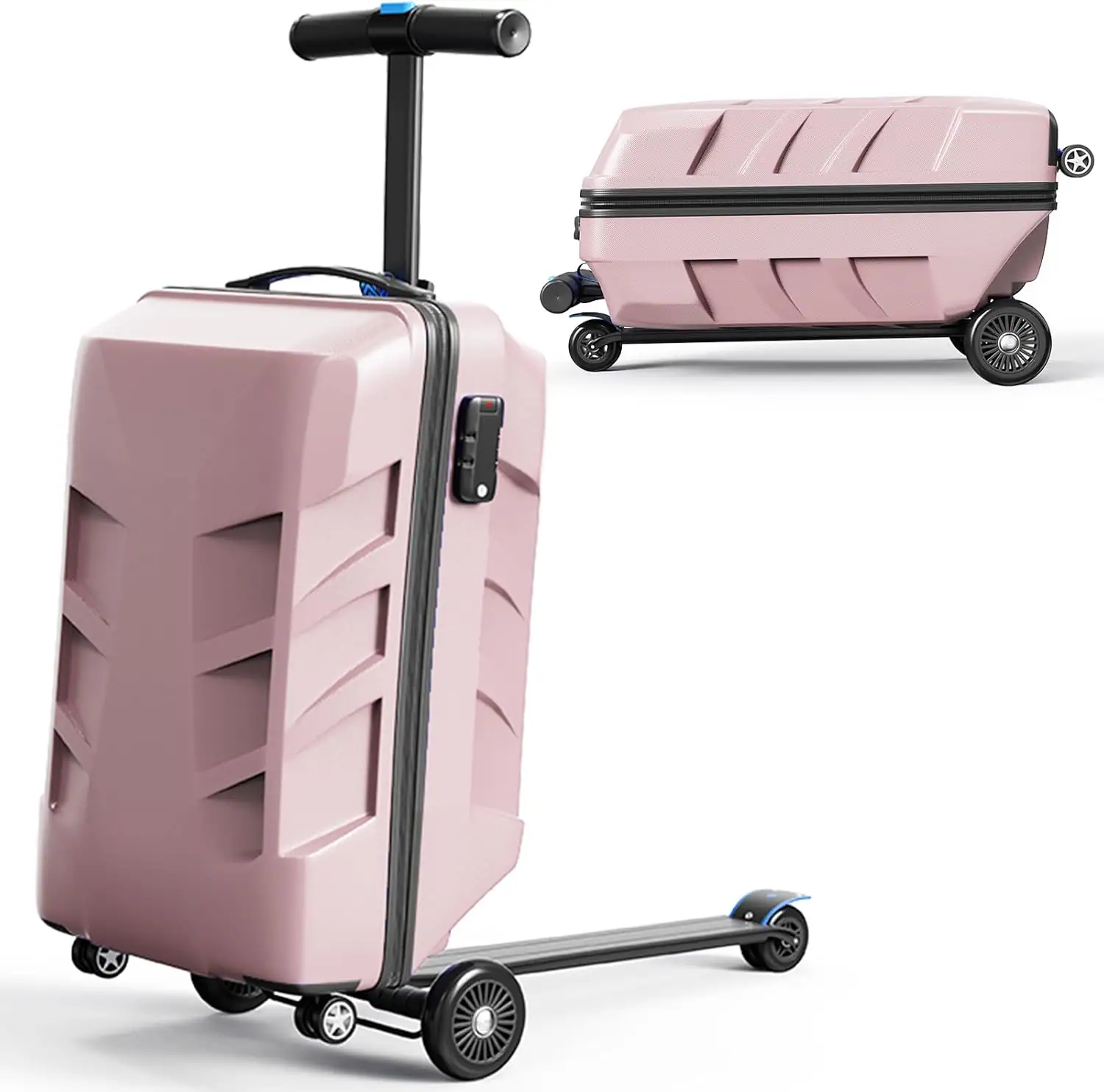 Front. Circus Cirle - 21" 3-D Hardshell Scooter Suitcase for Kid/Adult - Rose Gold.
