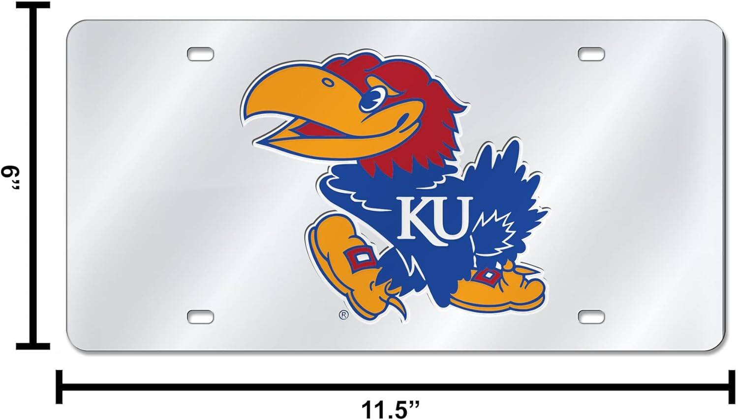 Alt View 4. Rico Industries - Kansas Jayhawks Mirrored Laser Cut License Plate Laser Tag - Multi.