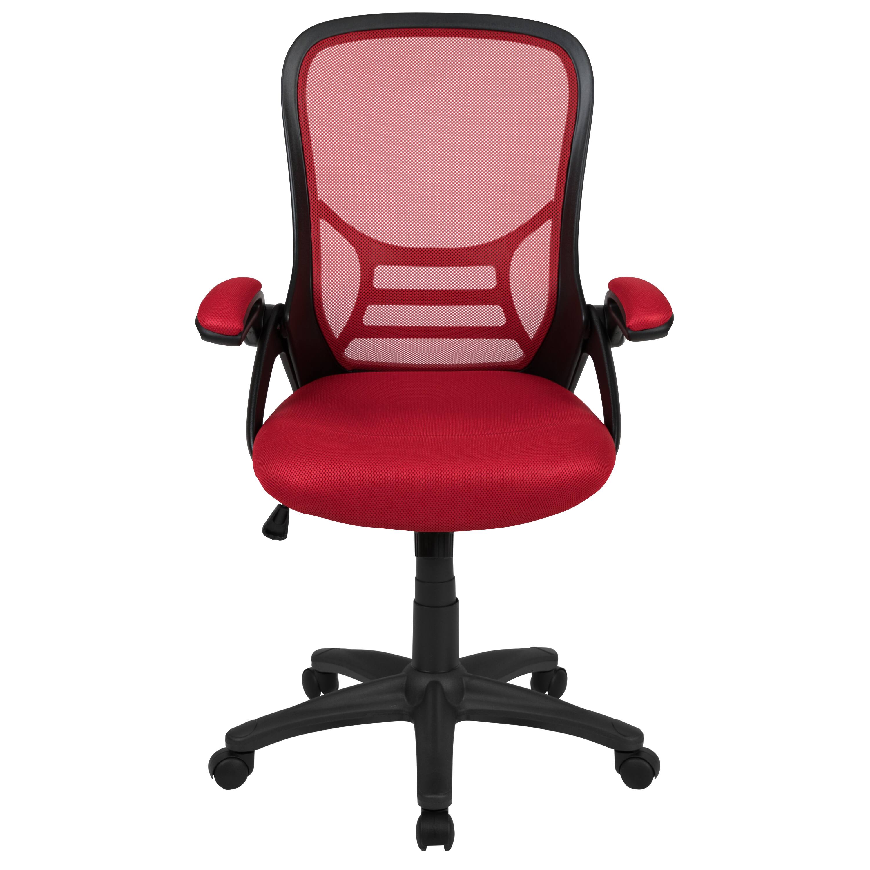 Alt View 7. Emma + Oliver - High Back Mesh Ergonomic Office Chair with Flip-up Arms - Red.
