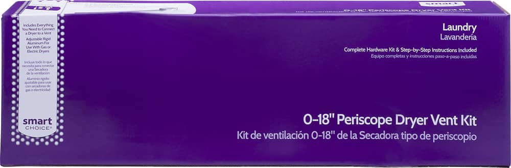 Front. Smart Choice - 0" to 18" Periscope Dryer Vent Required for Hook-Up - Silver.