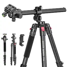 Neewer - 64.5" Overhead Tripod for Horizontal Shots - with Ball Head & Phone Holder for iPhone Video - Black