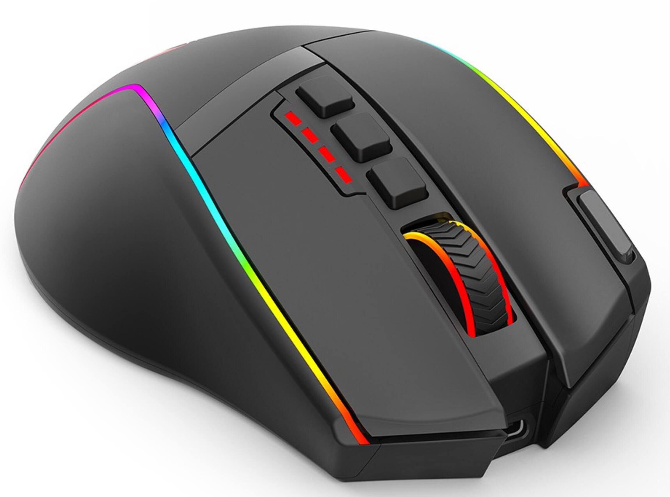 Left. REDRAGON - M915RGB-WL Wireless Gaming Mouse, 16000 DPI, 9 Programmable Buttons, Optical Sensor, RGB Backlit, USB-C Wired/2.4GHz - Black.