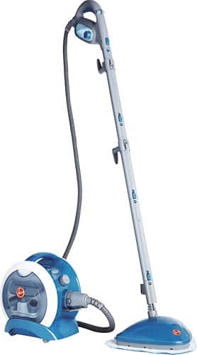 Angle Standard. Hoover - Enhanced Clean Disinfecting Steam Canister - Seafoam Blue Metallic.