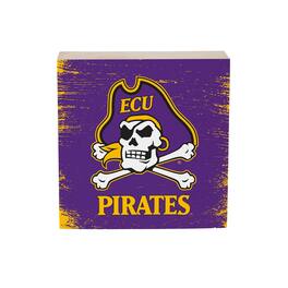 Evergreen Enterprises - ECU Pirates 6" Square Fan Chant Wood Block Shelf Sign - Multicolor