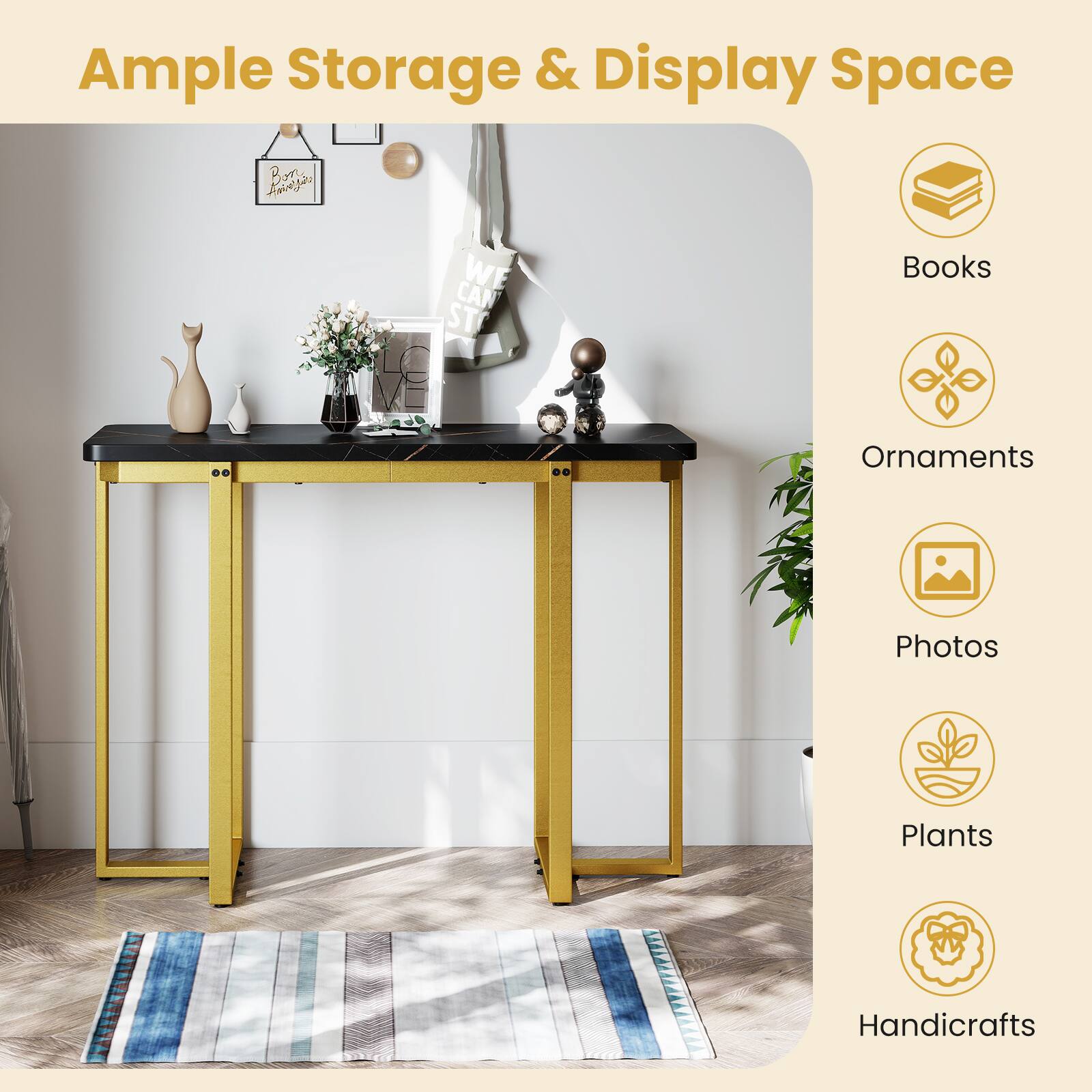 Ample Storage & Display Space

- Books
- Ornaments
- Photos
- Plants
- Handicrafts