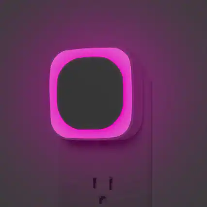 Front. Dazzed Corner - 2 Pack Plug-In Night Light, Auto Dusk to Dawn, Soft Glow, Dimmable Diffused Light - Pink.
