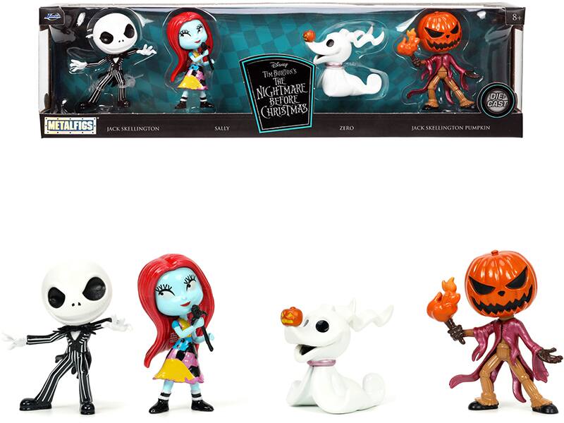 Set of 4 Diecast Figurines (2.5") Tim Burton's "The Nightmare Before Christmas" "Metalfigs" Series by Jada - Multicolor