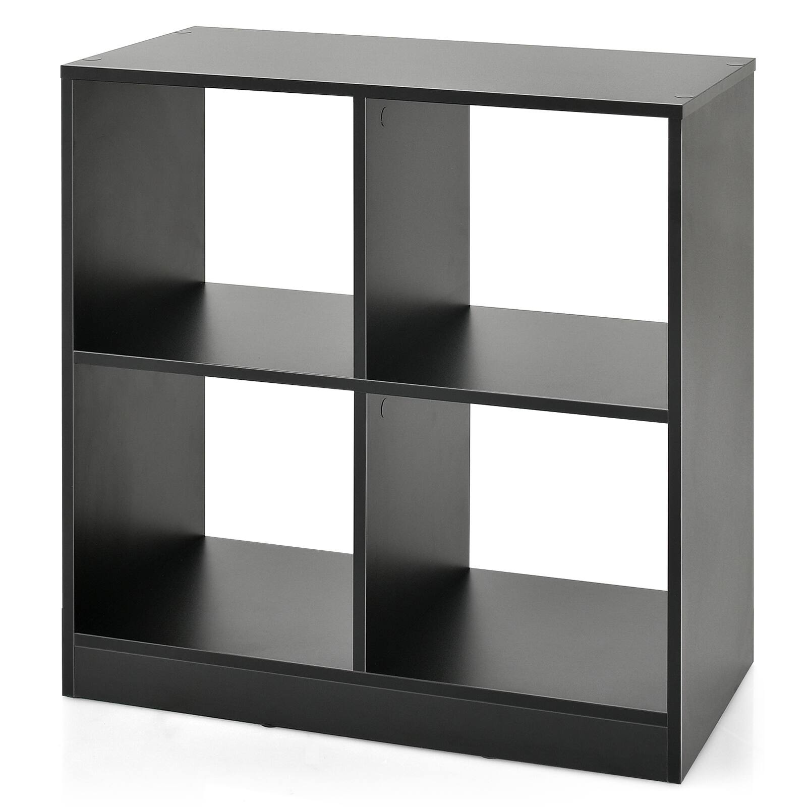 Front. Sugift - 4-Cube Kids Bookcase with Open Shelves - Black.