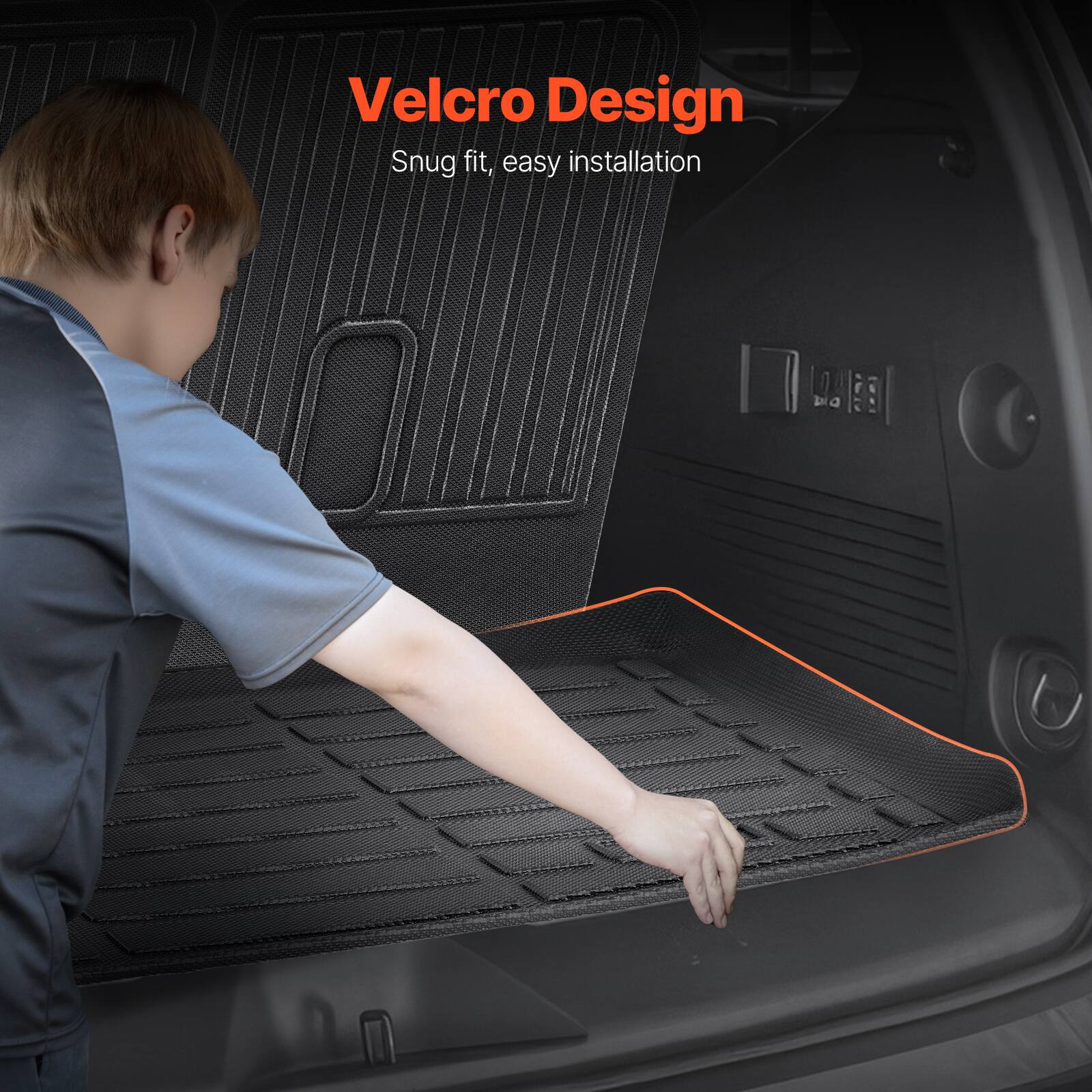 Velcro Design  
Snug fit, easy installation