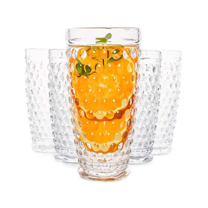 Front. BreeBe - Hobnail Collection Highball Glass (13.3 oz. set of 6) - Clear.