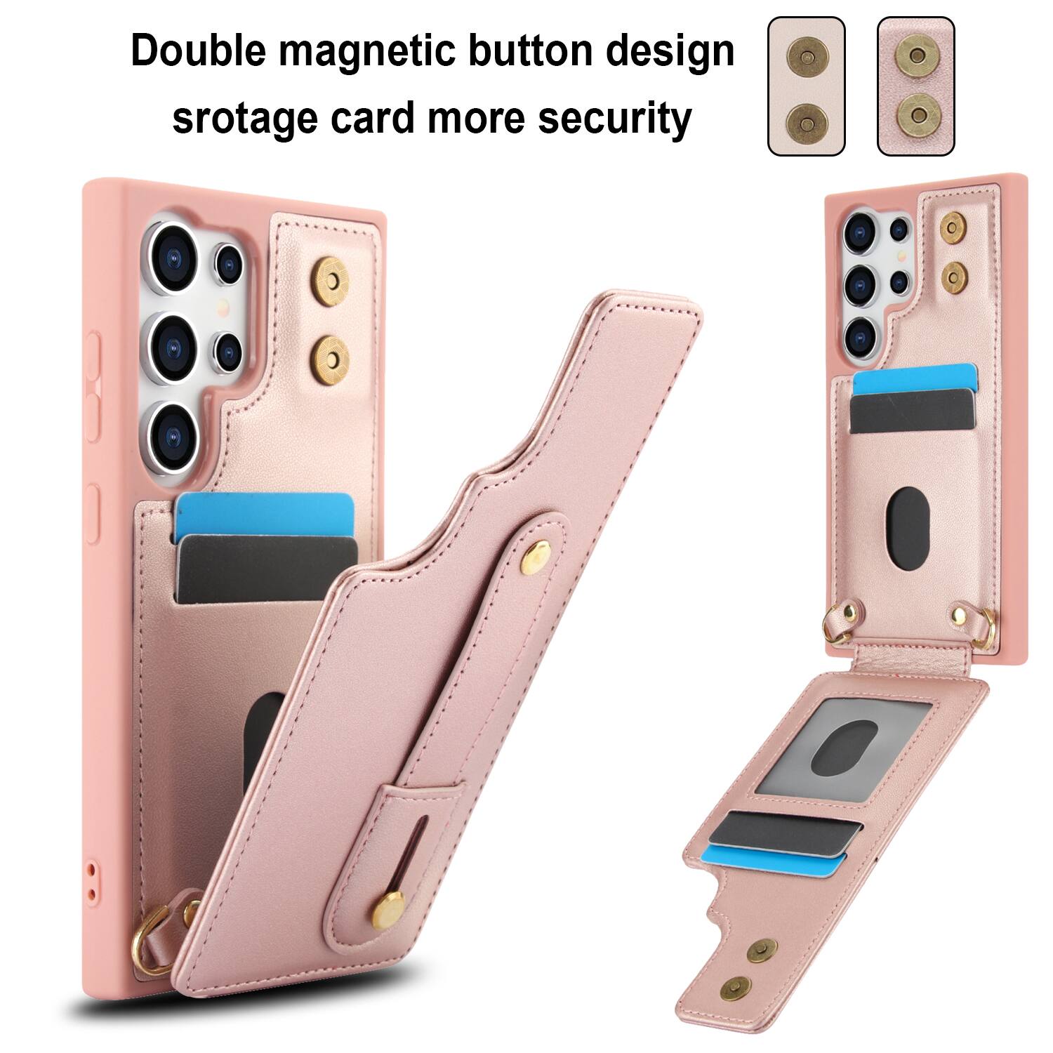 Double magnetic button design storage card more security