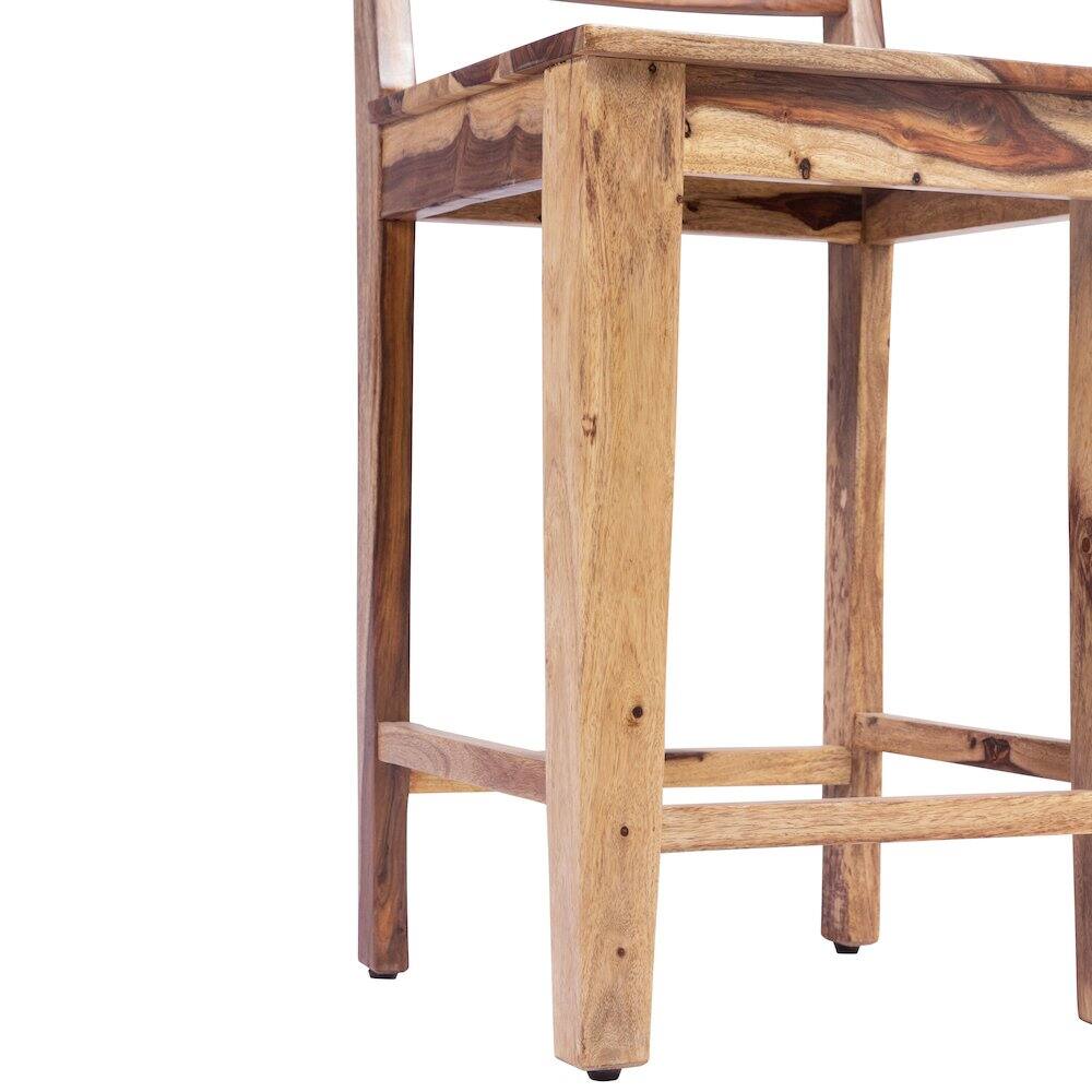 Angle. Porter Designs - Taos Solid Sheesham Wood Counter Chair - Natural.