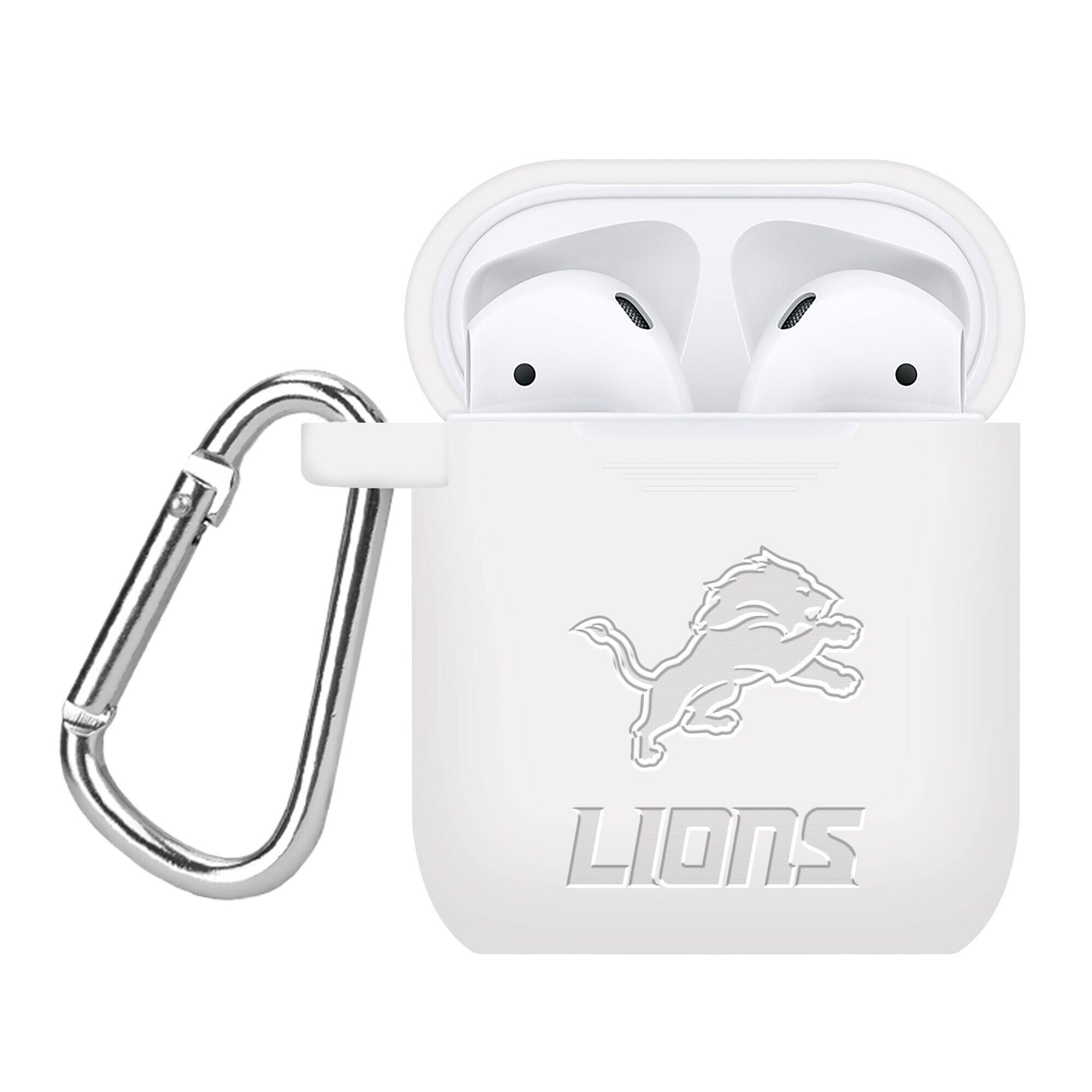 Front. Artinian - Detroit Lions Debossed Silicone AirPods Case Cover - No Size - Multicolor.
