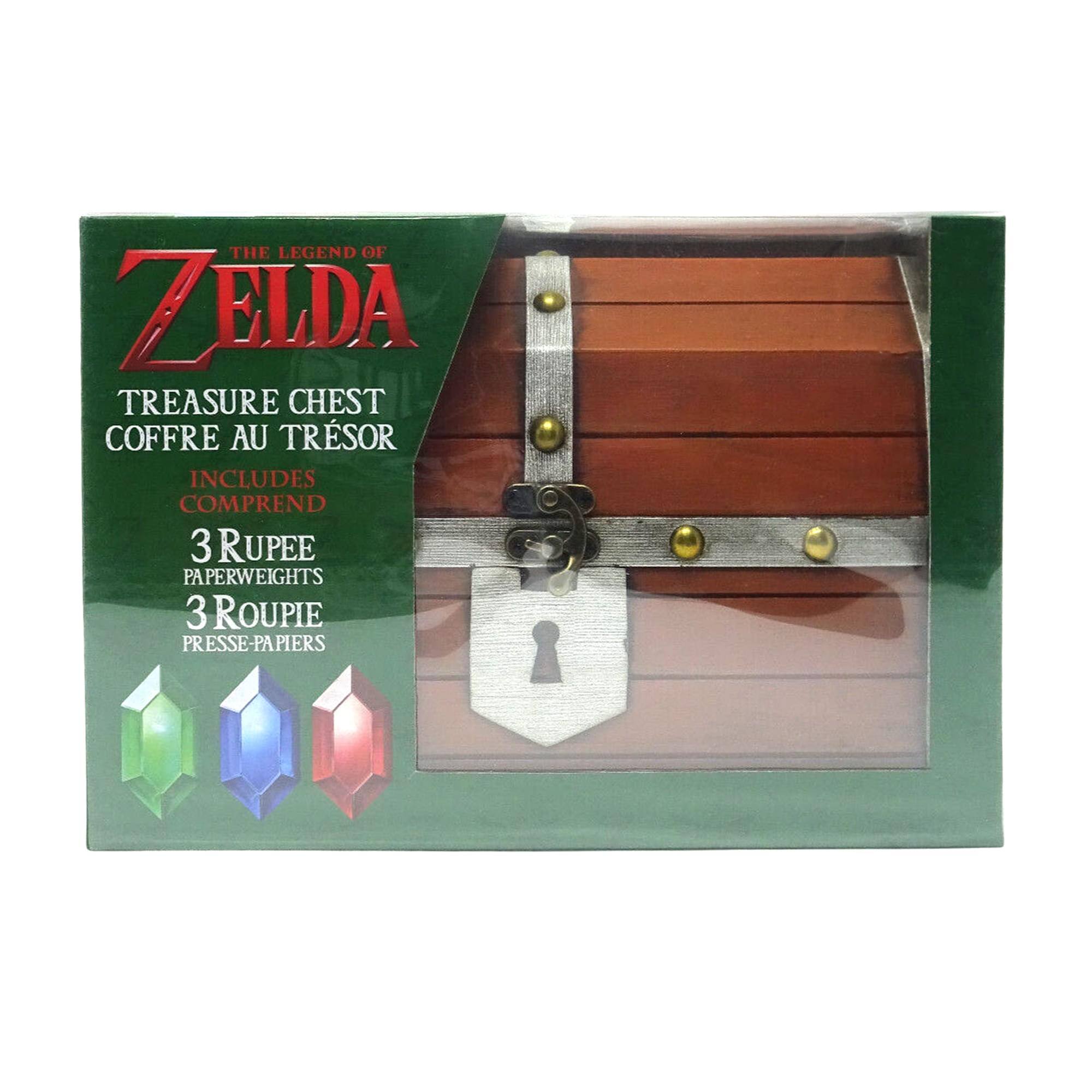 THE LEGEND OF ZELDA TREASURE CHEST COFFRE AU TRÉSOR INCLUDES COMPREND 3 RUPEE PAPERWEIGHTS 3 ROUPIE PRESSE-PIERS