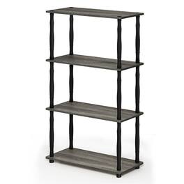 Furinno - Turn-N-Tube 4-Tier Multipurpose Shelf Display Rack with Classic Tubes, French Oak/Black, 18034GYW/BK - French Oak/Black