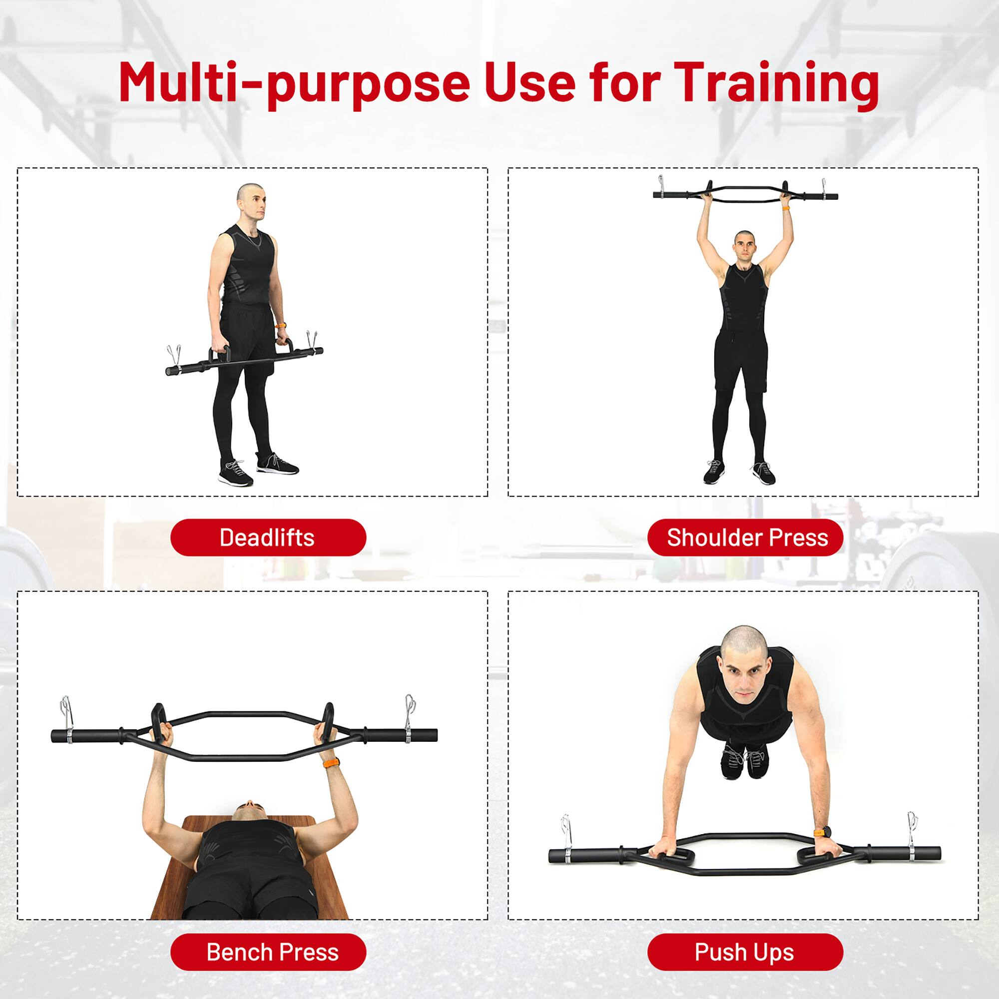 Multi-purpose Use for Training: Deadlifts, Shoulder Press, Bench Press, Push Ups