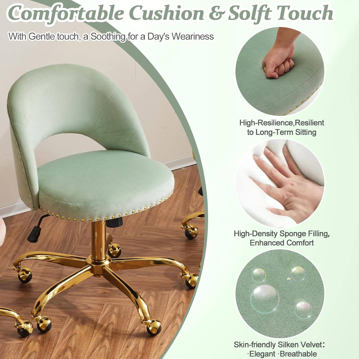 Comfortable Cushion & Soft Touch

With Gentle touch, a Soothing for a Day's Weariness

High-Resilience, Resilient to Long-Term Sitting

High-Density Sponge Filling, Enhanced Comfort

Skin-friendly Silken Velvet: Elegant & Breathable