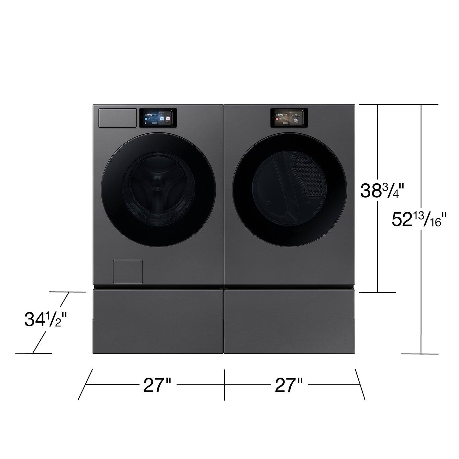 The text on the image reads: "383/4" 5213/16" 341/2" 27" 27". The measurements are in inches. The first measurement is 383/4, which is equivalent to 383.25 inches. The second measurement is 5213/16, which is equivalent to 5213.125 inches. The third measurement is 341/2, which is equivalent to 341.5 inches. The fourth measurement is 27, which is equivalent to 27 inches. The fifth measurement is also 27, which is equivalent to 27 inches.