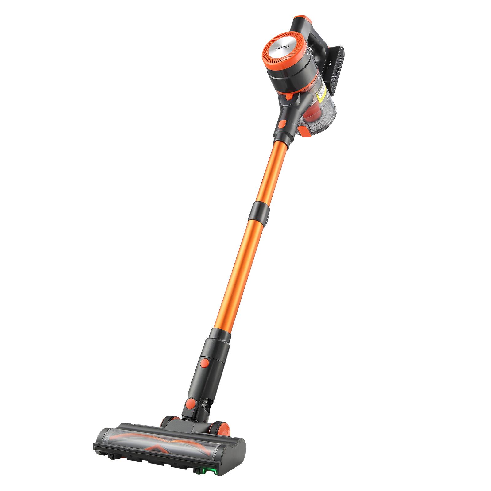 Alt View 5. VEVOR - Cordless Vacuum Cleaner, 40KPA Max Suction, Rechargeable Anti-Tangle Stick Vacuum with LED Display Screen - Orange + Black.