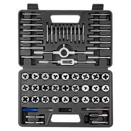 VEVOR - Tap and Die Set, 60-Piece Metric and SAE Sizes M3 to M12, #4 to 1/2", with Coarse and Fine Thread Taps and Dies, Wrench - Black