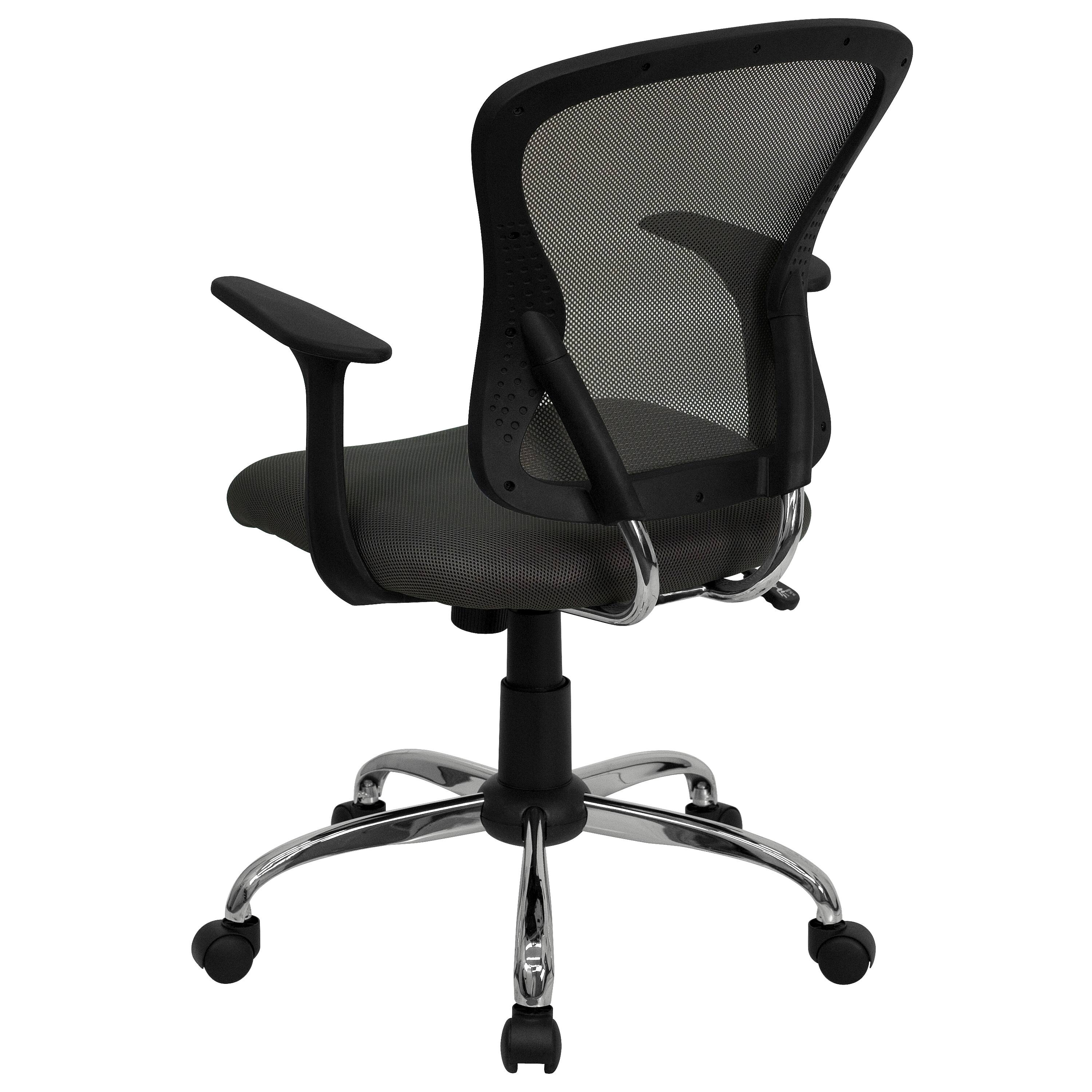 Alt View 5. Emma + Oliver - Mid-Back Mesh Swivel Task Office Chair with Chrome Base and Arms - Dark Gray.