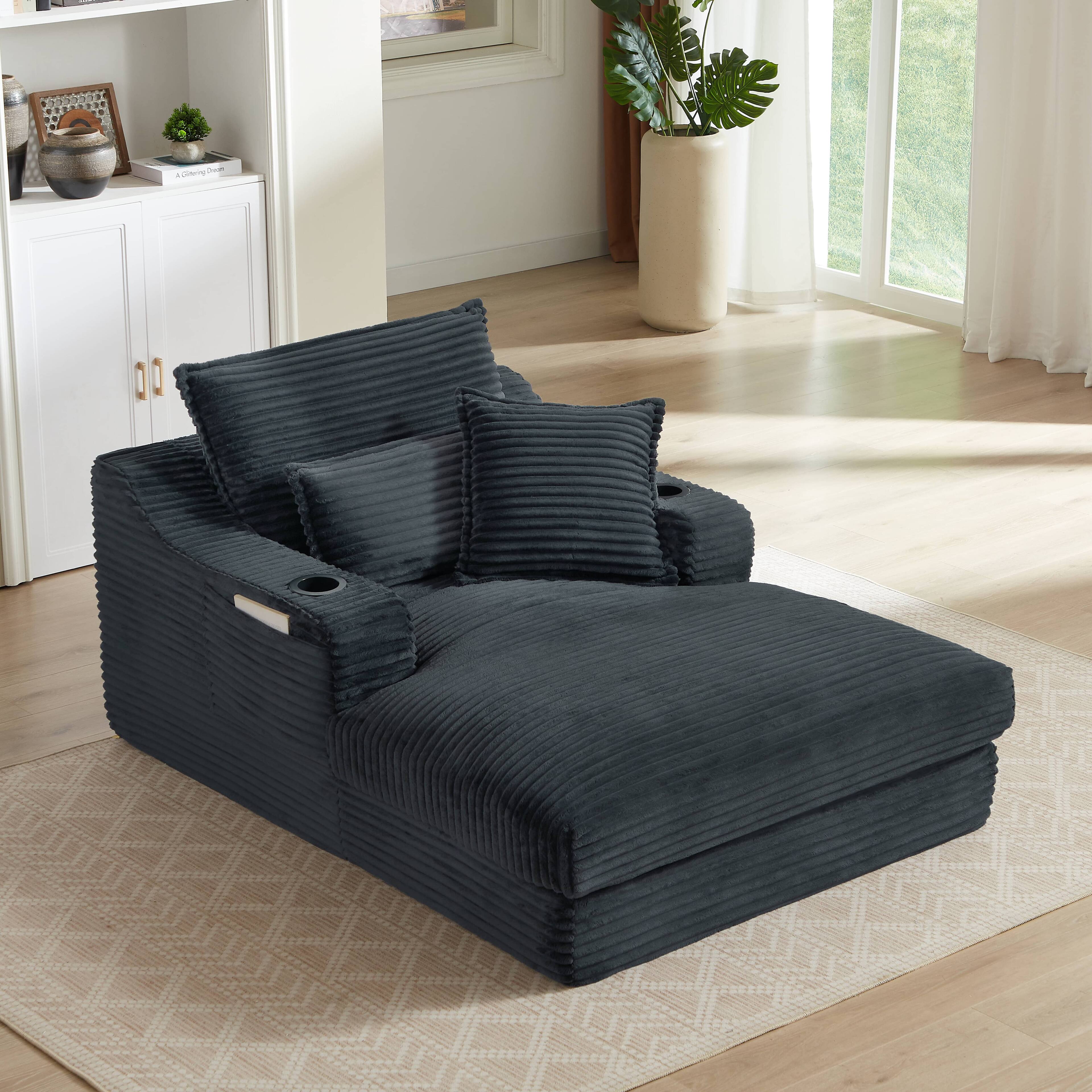Anysun - 47'' Modern Comfortable Unique Cushion Design Cushioned Compression Corduroy Sofa with Spacious Depth - Dark Gray price history on PriceWatchPro