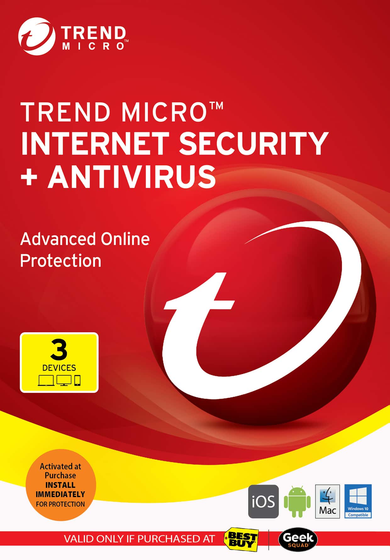 Front. Trend Micro - Internet Security - 3-Device - 1 Year Subscription.