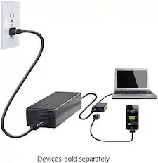 Front. Targus - Laptop Charger with USB Fast Charging Port - Black.