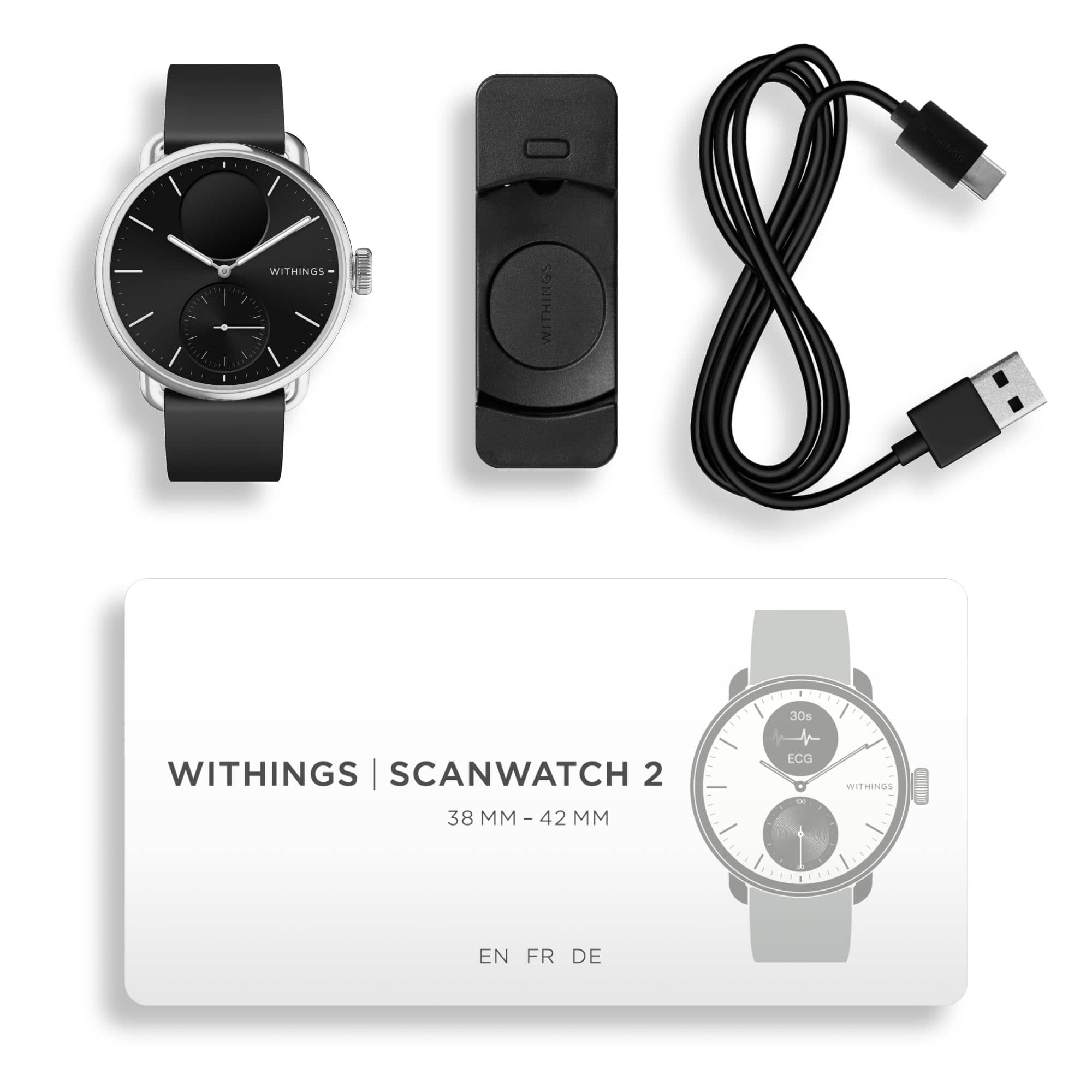 Alt View 3. Withings - ScanWatch 2 - Heart Health Hybrid Smartwatch - 38mm - Black/Silver.
